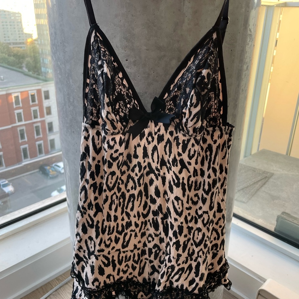 Victoria's Secret Animal Print Chemise with Black Lace